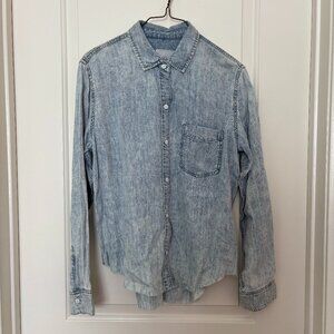 RAILS Ingrid Raw Hem Button Down Shirt Light Acid Wash Women’s Small